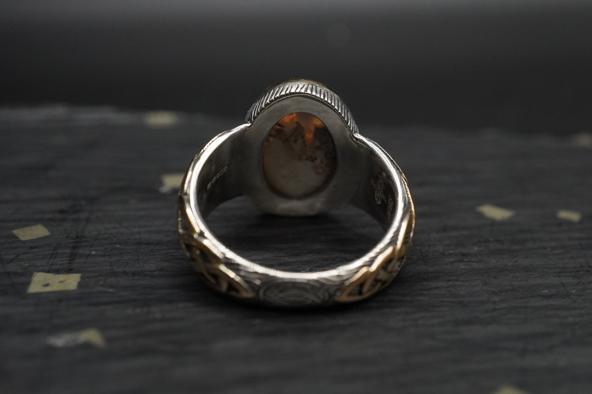 Australian Black Opal Ring with 18ct Gold & Sterling Silver