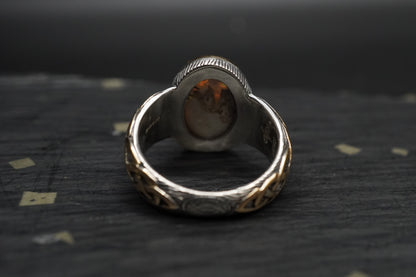 Australian Black Opal Ring with 18ct Gold & Sterling Silver