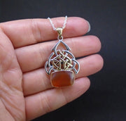 'Teine Ceilteach' Scottish Carnelian Scottish Gold & Silver Celtic Pendant
