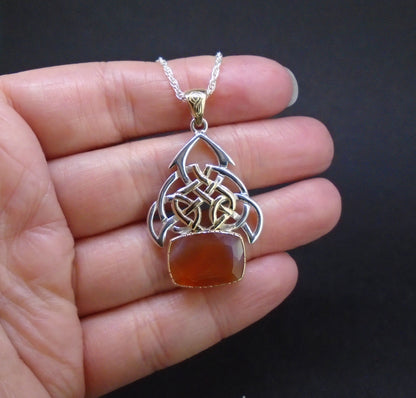 'Teine Ceilteach' Scottish Carnelian Scottish Gold & Silver Celtic Pendant