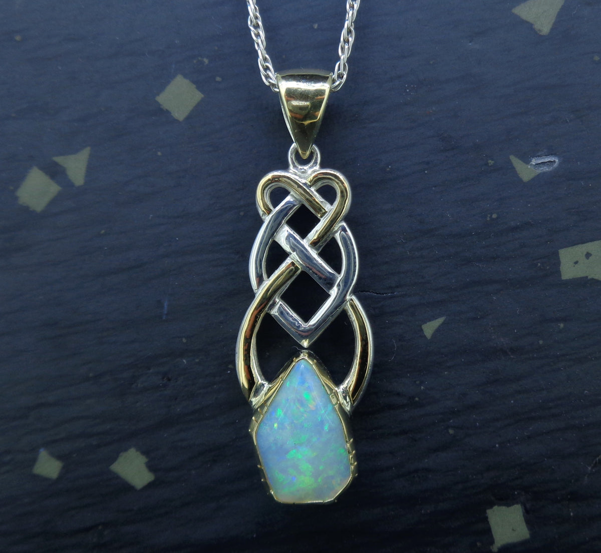Crystal Opal Sterling Silver & 18ct Gold Pendant