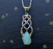 Crystal Opal Sterling Silver & 18ct Gold Pendant