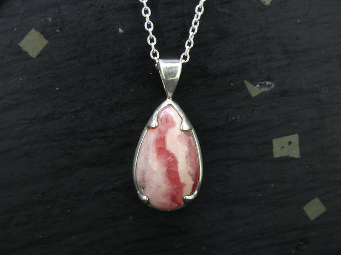 Petite Rhodochrosite Sterling Silver Pendant