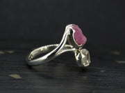 Herkimer Diamond and Ruby Sterling Silver Ring