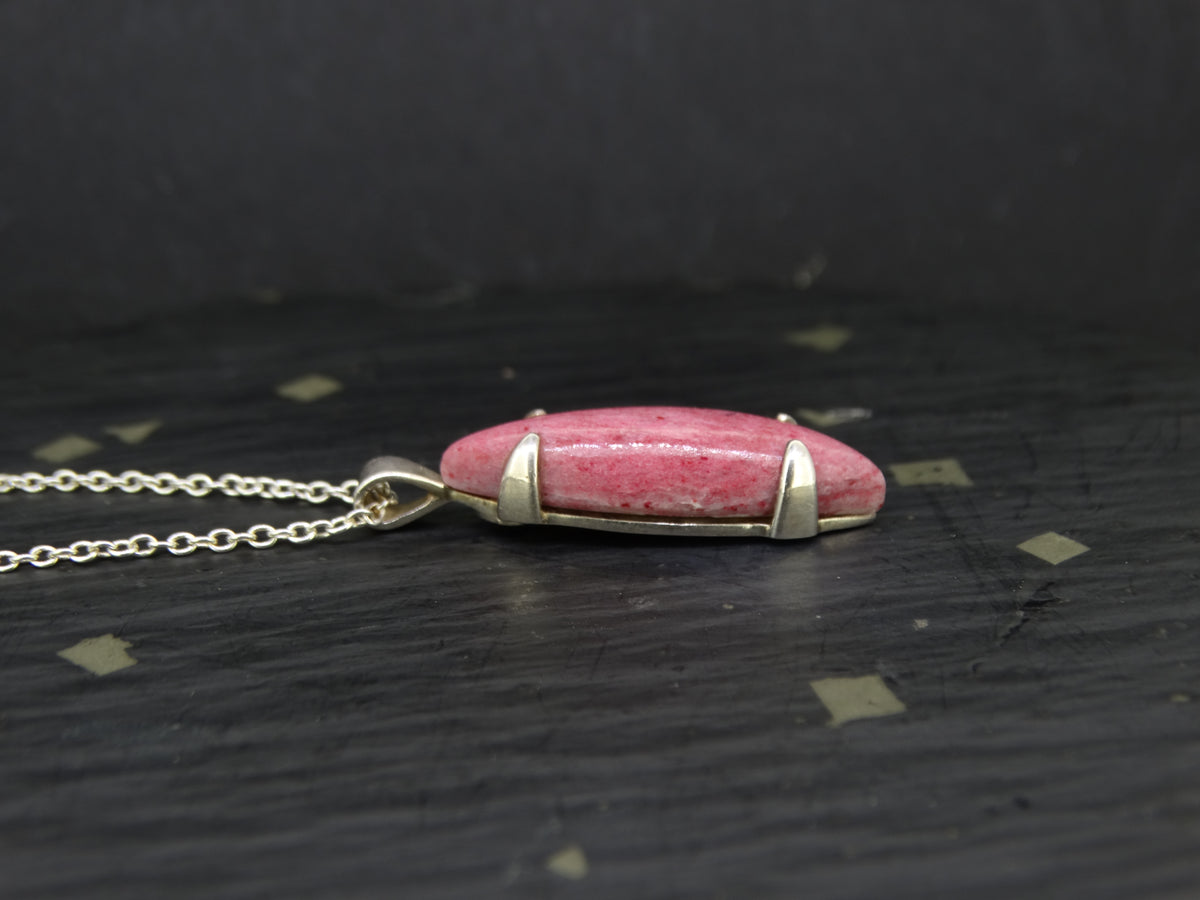Pink Thulite Sterling Silver Claw Set Pendant