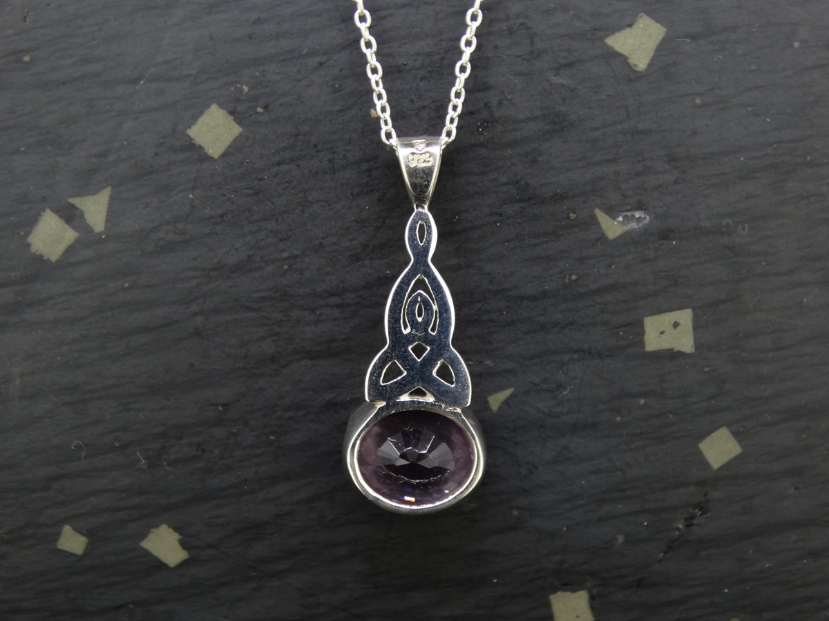 Amethyst Sterling Silver Celtic Pendant