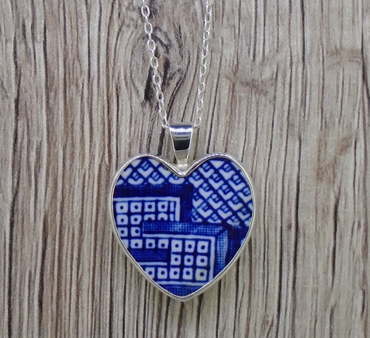 Old Willow 'Geometric' Sterling Silver Heart Pendant