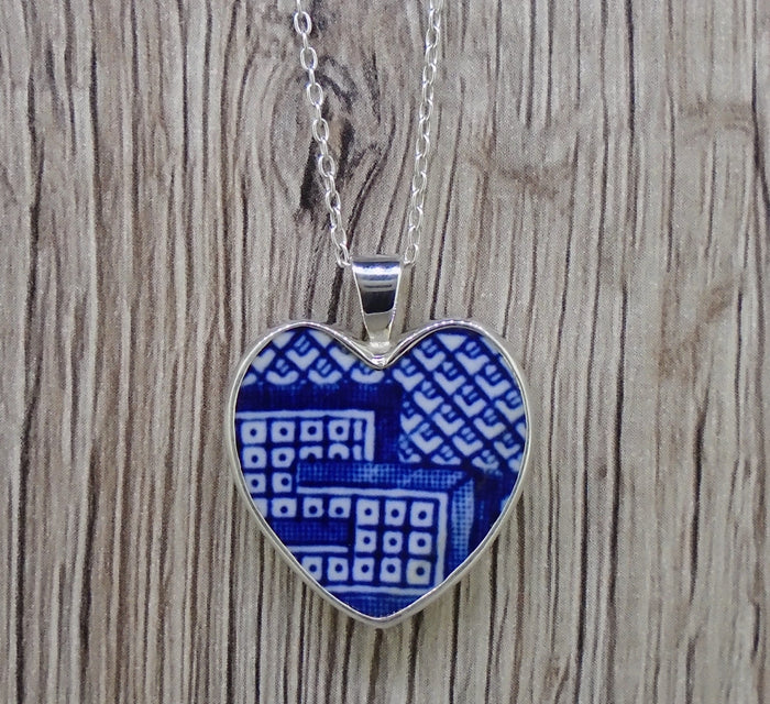 Old Willow 'Geometric' Sterling Silver Heart Pendant