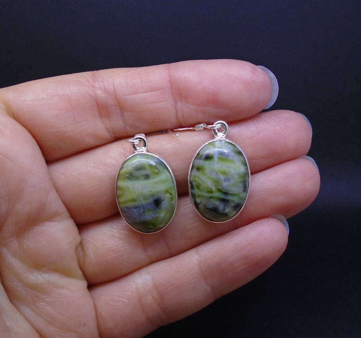 Skye Marble Sterling Silver Oval Earrings