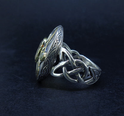 'Tatha' Perthshire Smoky Quartz & Misty Diamond, Scottish Gold & Silver Ring
