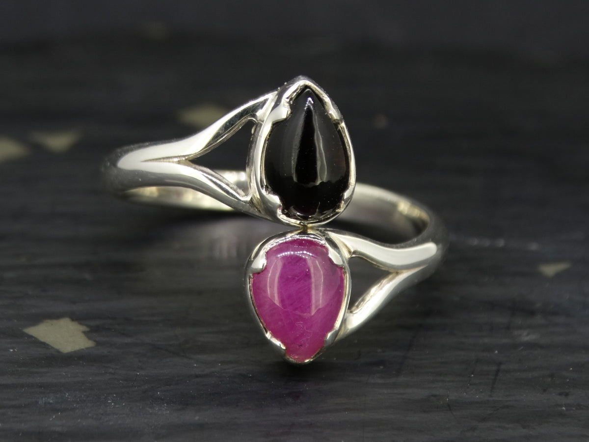 Ruby and Tourmaline Sapphire Sterling Silver Ring