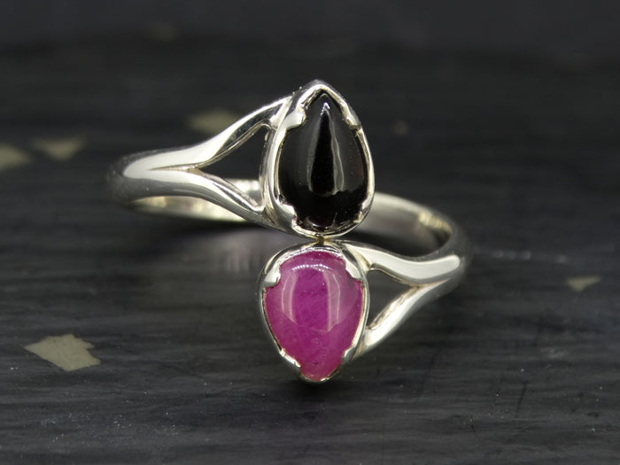 Ruby and Tourmaline Sapphire Sterling Silver Ring