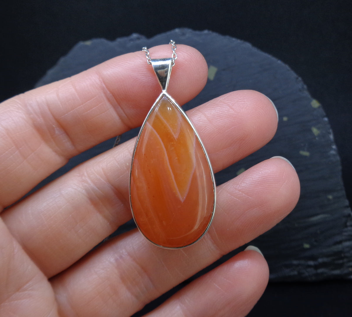 Carnelian Sterling Silver Pendant