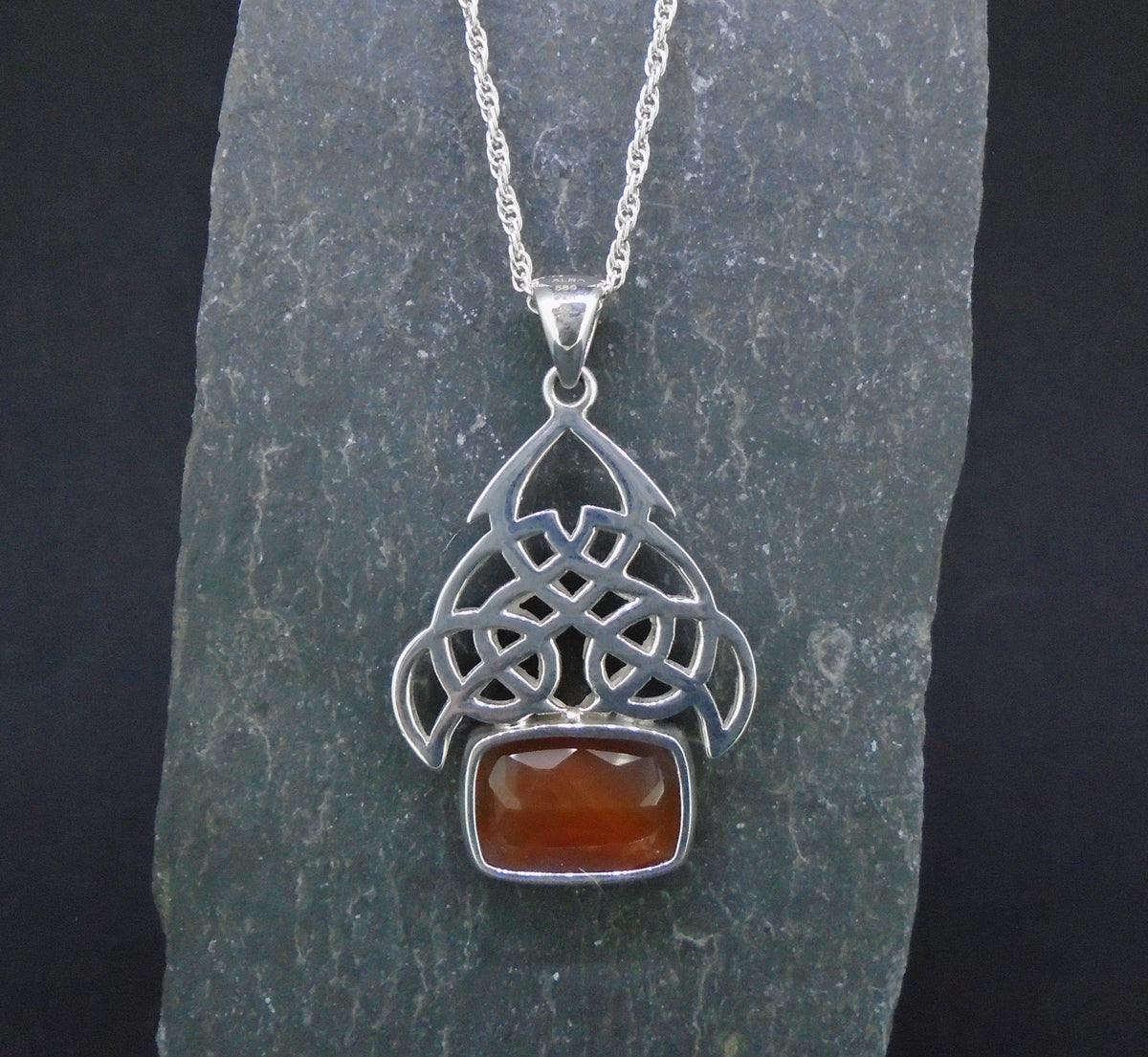 'Teine Ceilteach' Scottish Carnelian Scottish Gold & Silver Celtic Pendant