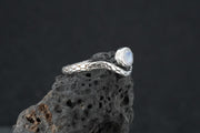 Blue Moonstone Sterling Silver Serpent Ring