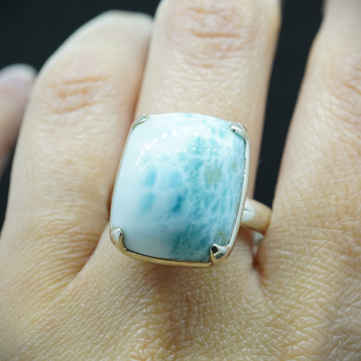 Larimar Adjustable Sterling Silver Ring