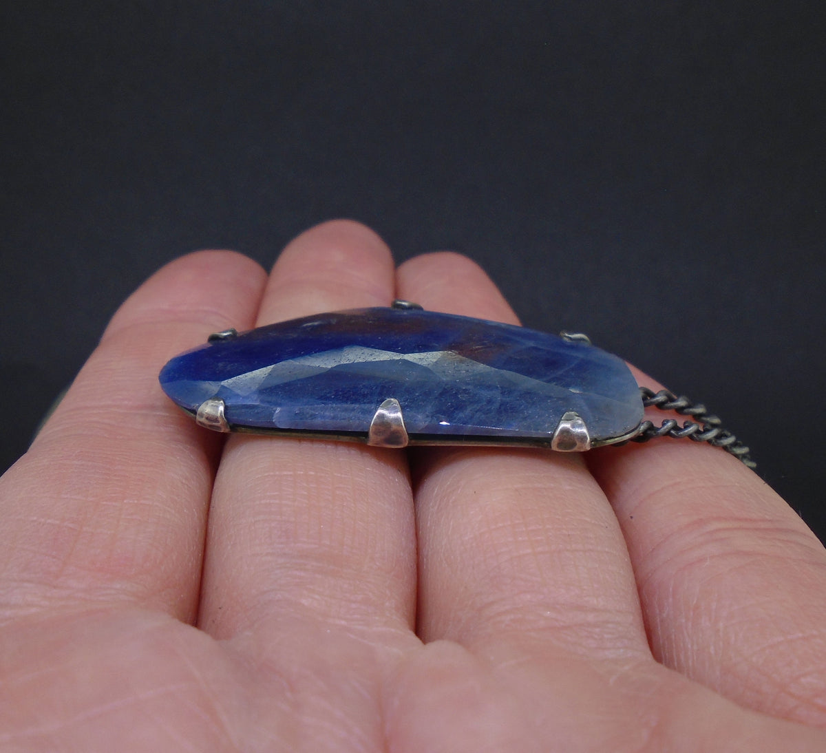 Natural Fancy Sapphire Sterling Silver Pendant