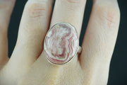 Rhodochrosite Sterling Silver Oval Ring