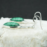 Malachite Celtic Sterling Silver Drop Earrings