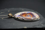 Brecciated Yowah Nut Opal Pendant with 18ct Gold & Sterling Silver