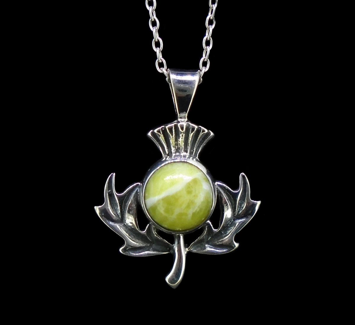 Highland Marble Scottish Thistle Sterling Silver Pendant
