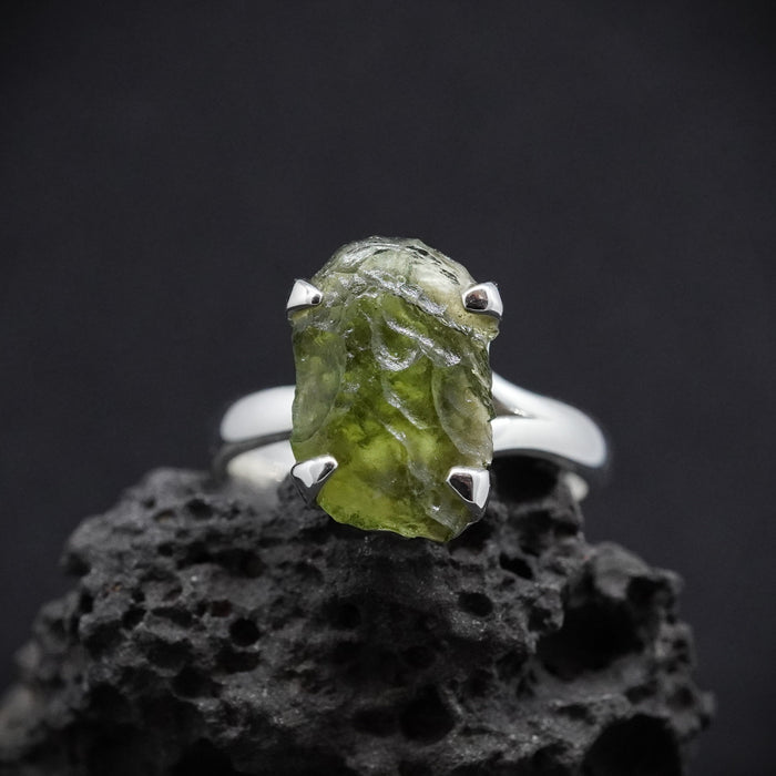 Moldavite Sterling Silver Ring