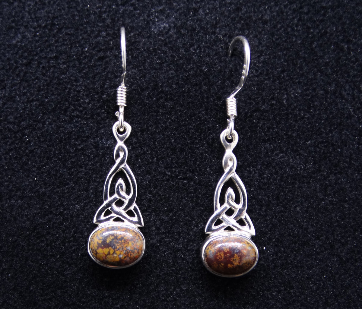 Scottish Red Jasper Sterling Silver Celtic Earrings