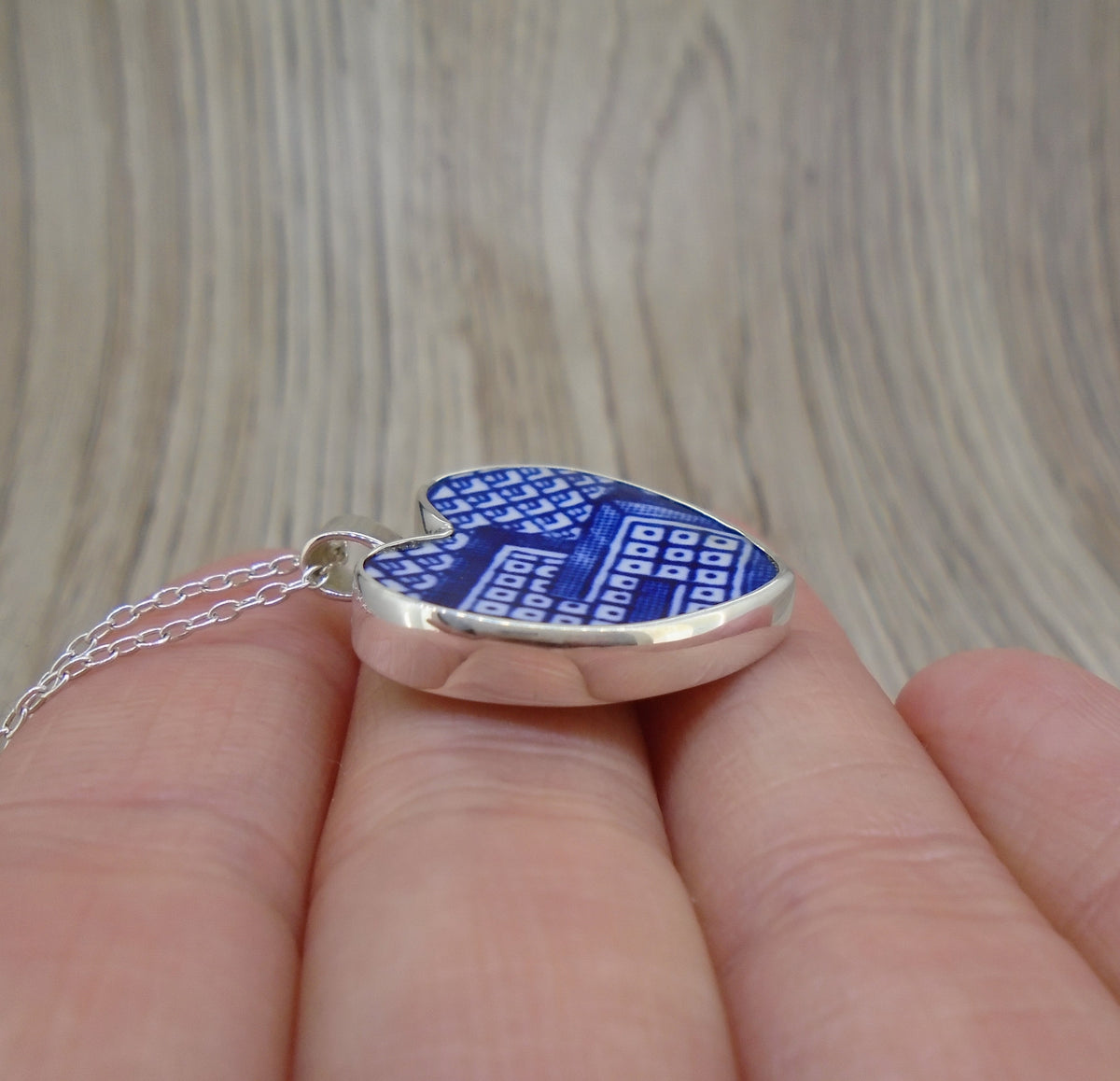 Old Willow 'Geometric' Sterling Silver Heart Pendant