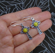 Highland Marble  Sterling Silver Celtic Cross Earrings