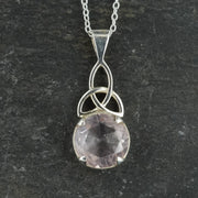 Rose Quartz Sterling Silver Celtic Knot Pendant