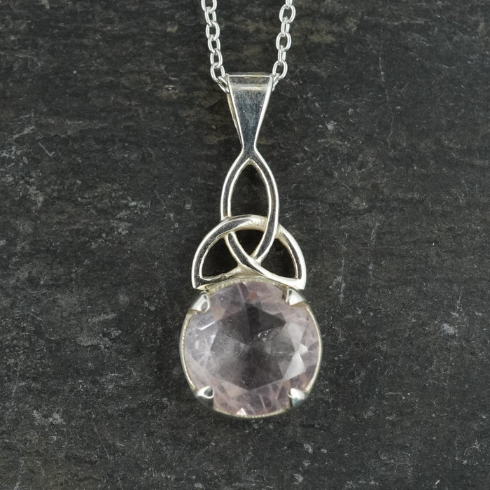 Rose Quartz Sterling Silver Celtic Knot Pendant