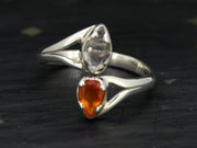 Herkimer Diamond and Carnelian Sterling Silver Ring
