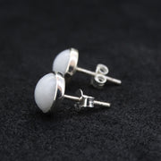 White Skye Marble Sterling Silver Stud Earrings (8mm)