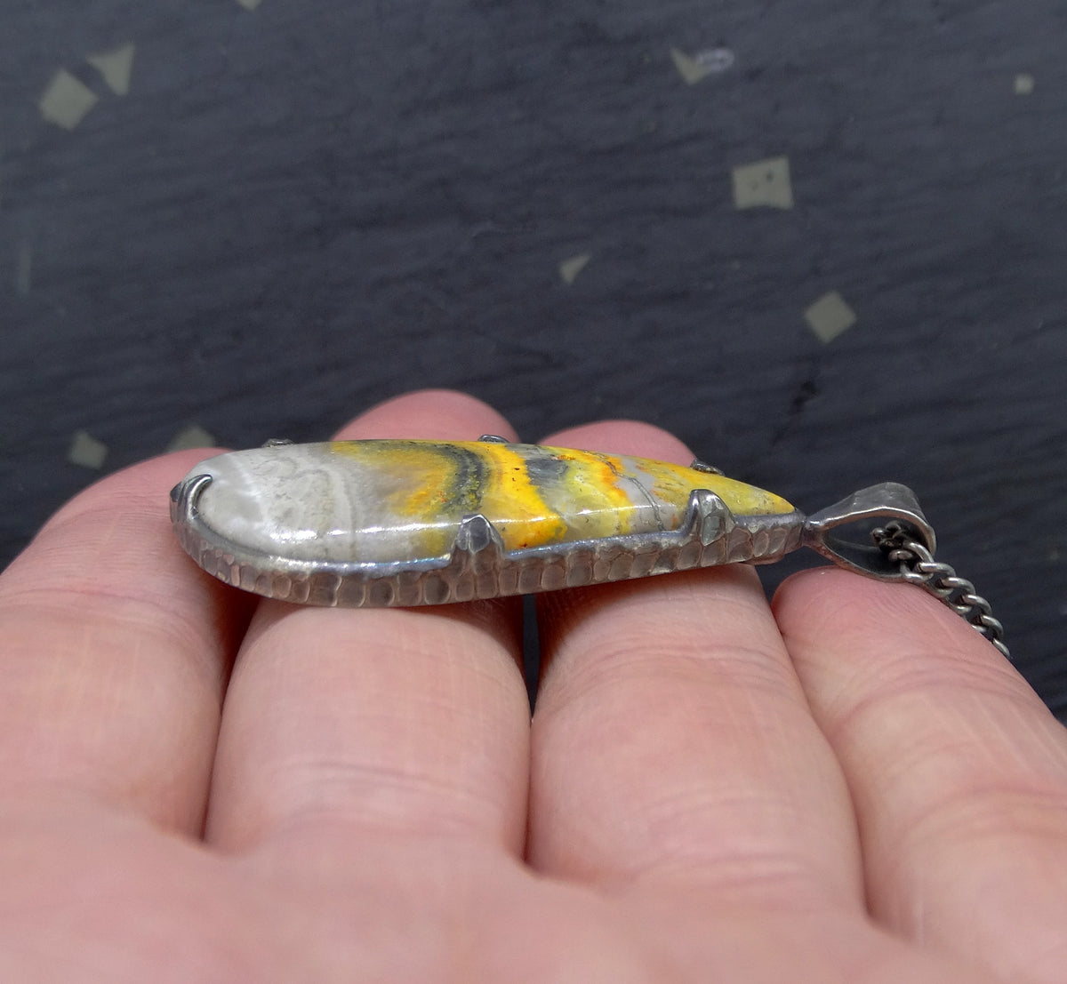 Bumblebee Jasper Sterling Silver Pendant