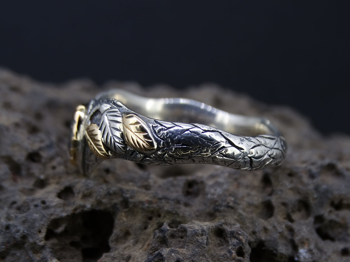 Perthshire Smoky Quartz and  Scottish Gold Ivy Design Ring
