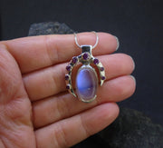 Sri Lankan Moonstone & Rose Sapphire Sterling Silver Pendant