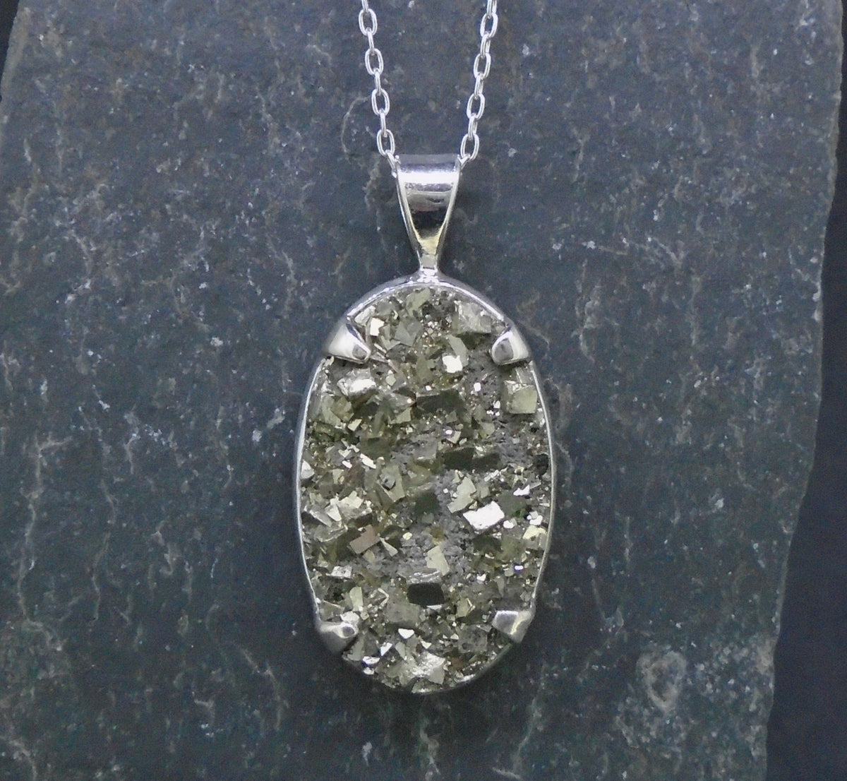 Glittering Pyrite Sterling Silver Pendant