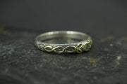 Green Scottish Sapphire Rough Shard with Scottish Gold Celtic Ring
