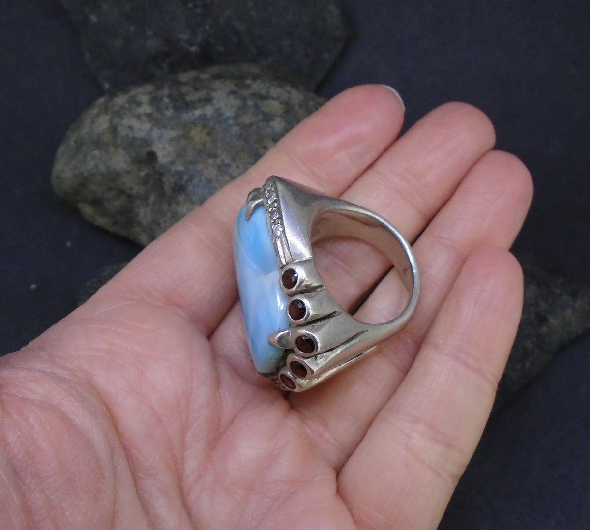 'Siren Song' Larimar Sterling Silver Statement Ring