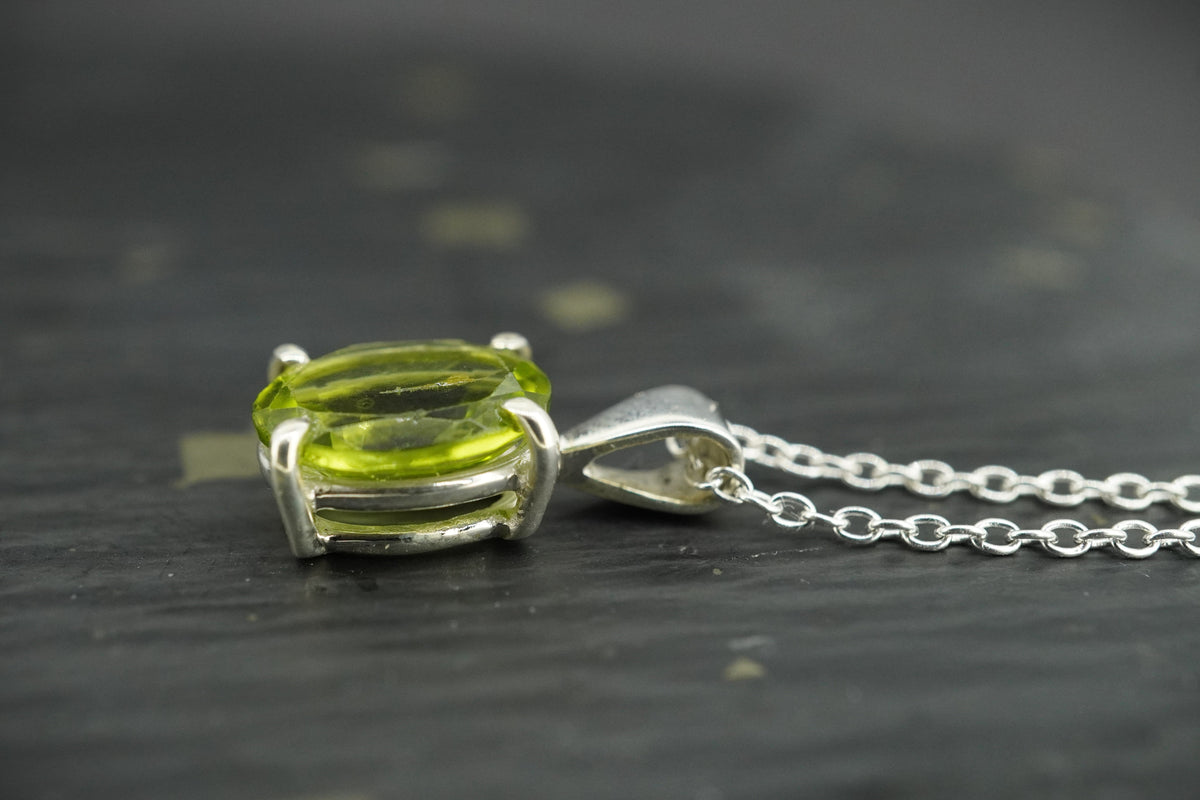 Oval Peridot Sterling Silver Pendant