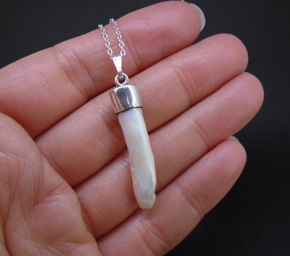 Stick Pearl Sterling Silver Pendant