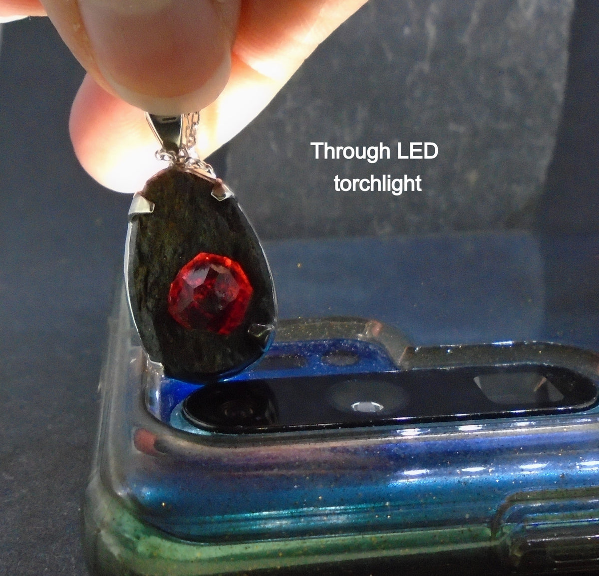Alaskan Garnet in Mica Sterling Silver Pendant