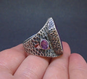 Trapiche Ruby & Rose Sapphire Sterling Silver Ring