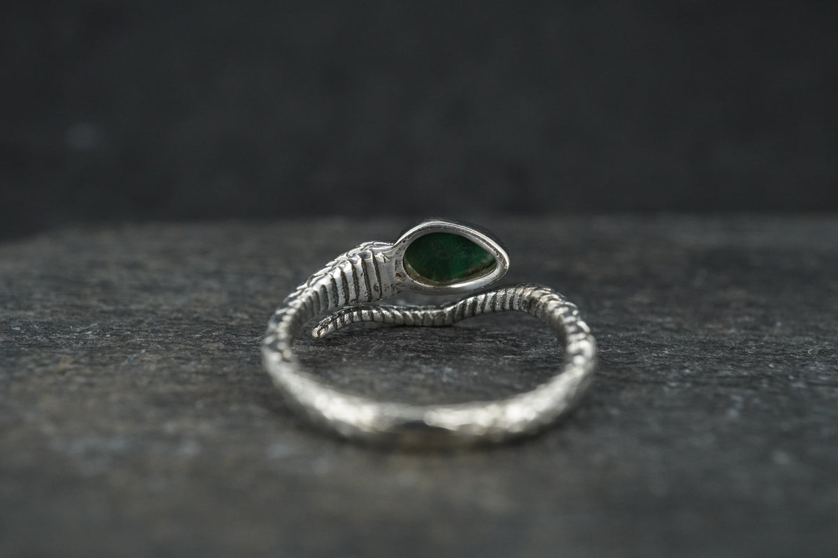 Malachite Sterling Silver Adjustable Serpent Ring