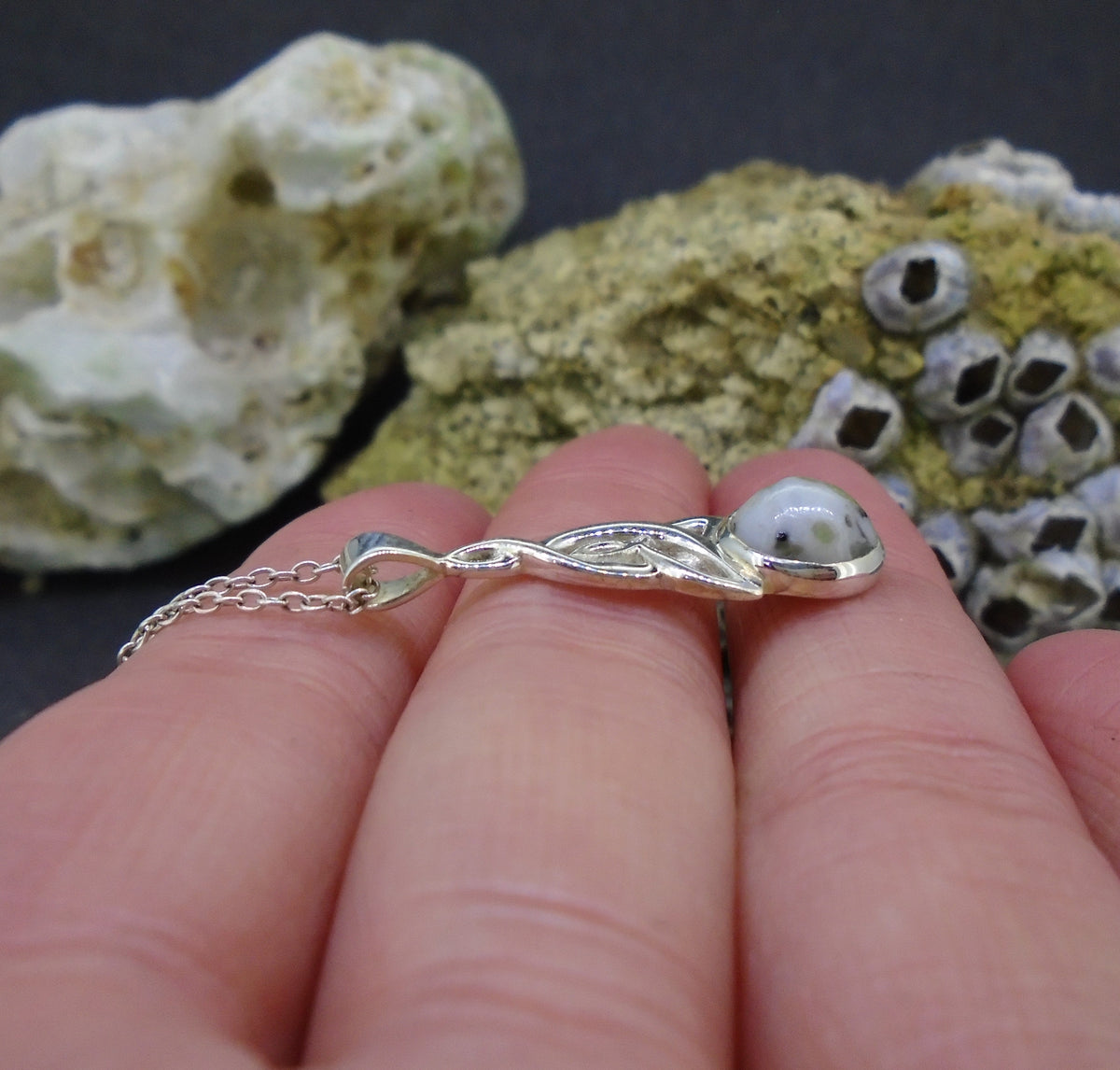 Iona Marble Celtic Knot Sterling Silver Pendant