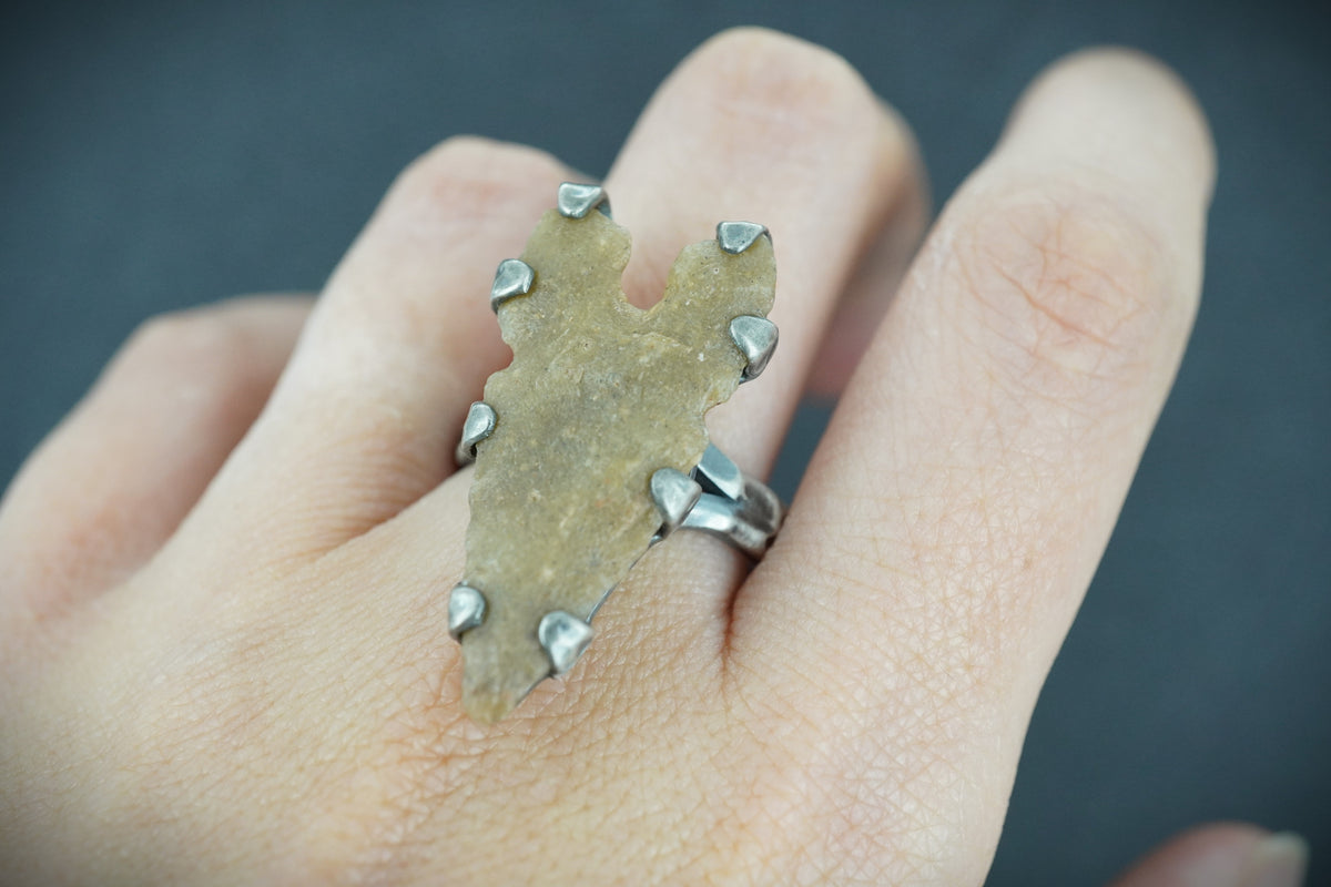 Neolithic Arrowhead Hammered Sterling Silver Ring