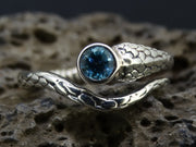 Blue Topaz Sterling Silver Serpent Ring