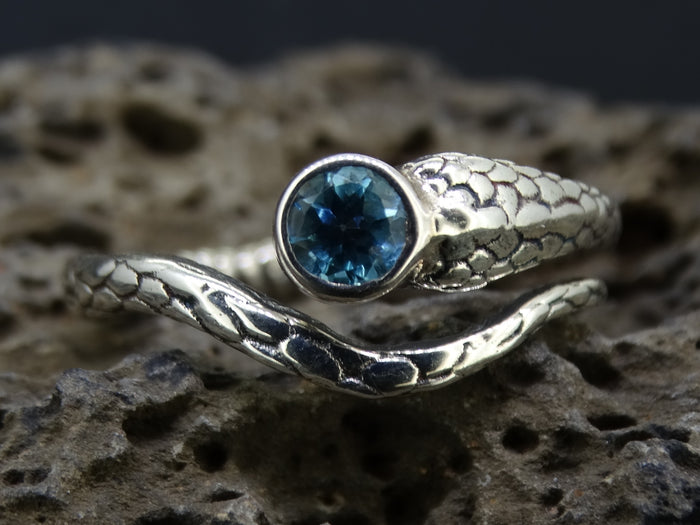 Blue Topaz Sterling Silver Serpent Ring
