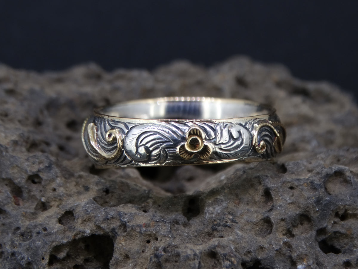 Cairngorm Quartz Scottish Gold and Silver Vine Design Ring