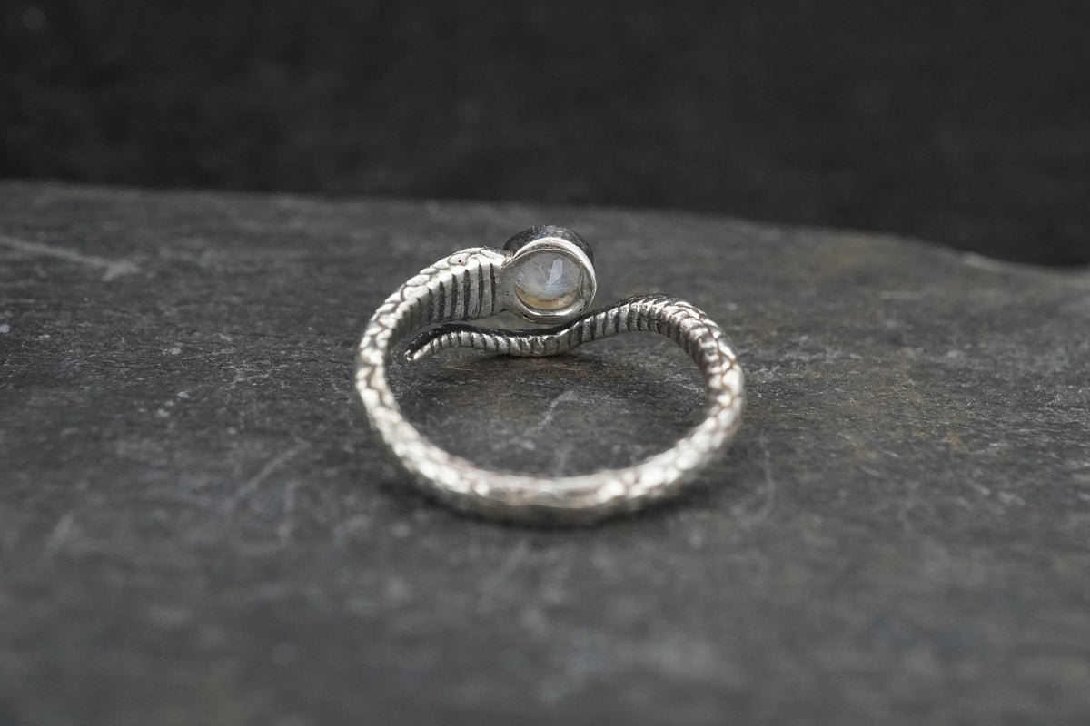 Blue Moonstone Sterling Silver Serpent Ring